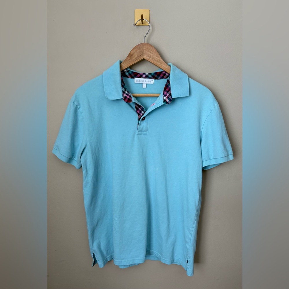 Men’s‎ Large Jared Lang Bright Blue Cotton Polo Short Sleeve